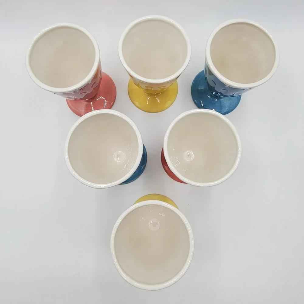Pottery Barn Outlet Milkshake Ceramic Glass (6) & Spoons (6)